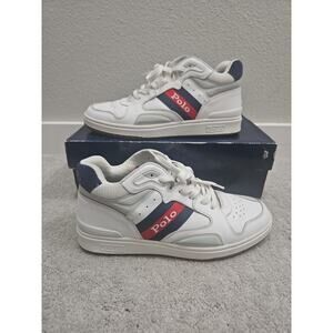 Mens Polo Ralph Lauren Court Mid Pro Sneaker Red White & Blue Shoes Mens Sz 9.5